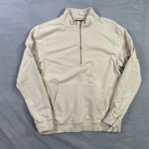 American Giant  1/4 Zip Sweatshirt Mens Large Beige Made In USA French Terry